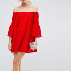 ASOS Red Dress (off shoulder with bell sleeves)